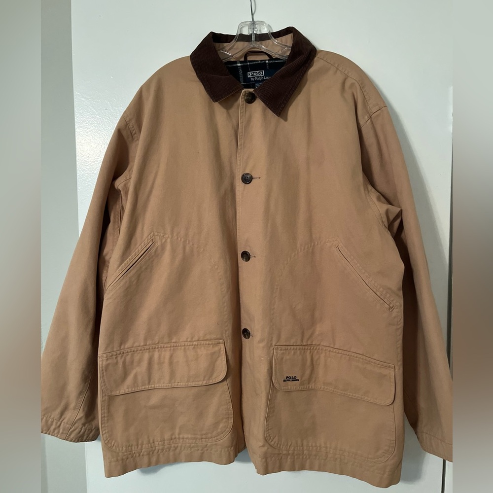 Polo Ralph Lauren Men’s Plaid Lined Jacket Large Barn Chore Work Coat Beige